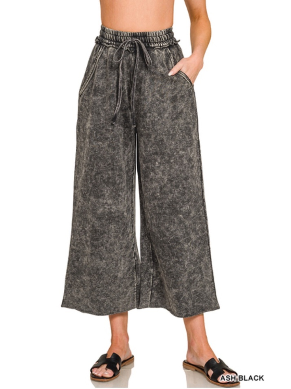 12 small - 3X ❤️Zenana ash black WASHED FRENCH TERRY
FLARE PANTS